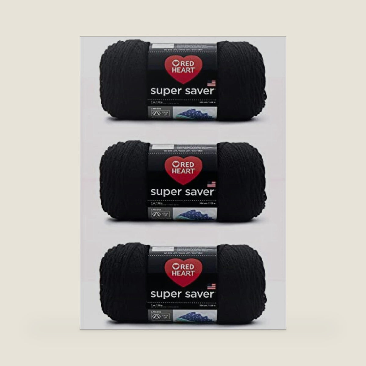RED HEART Super Saver 3-Pack yarn, BLACK 3 Pack
