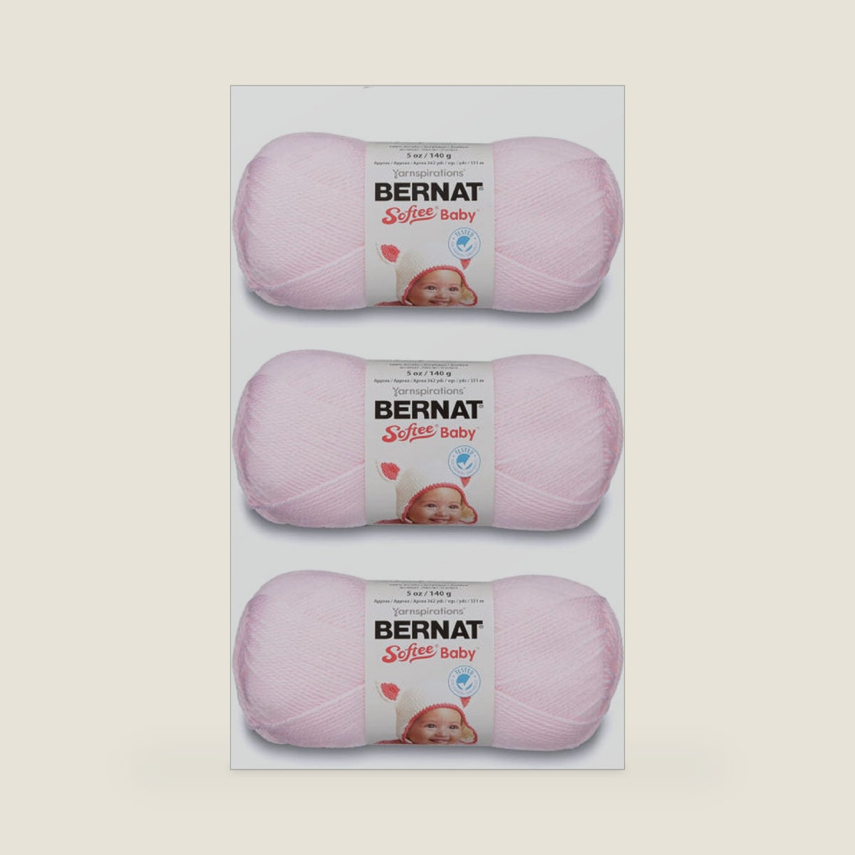 Bernat Softee Baby Yarn for Crocheting Soft, Pink, 3-Pack