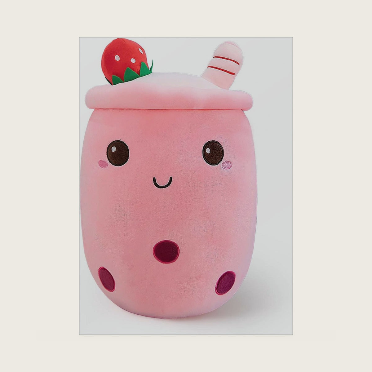 Ditucu Cute Boba Tea Plush Stuffed Bubble Tea Plushie Cartoon Soft Strawberry Pillow Home Hugging Gift for Kids Pink 9.4 inch