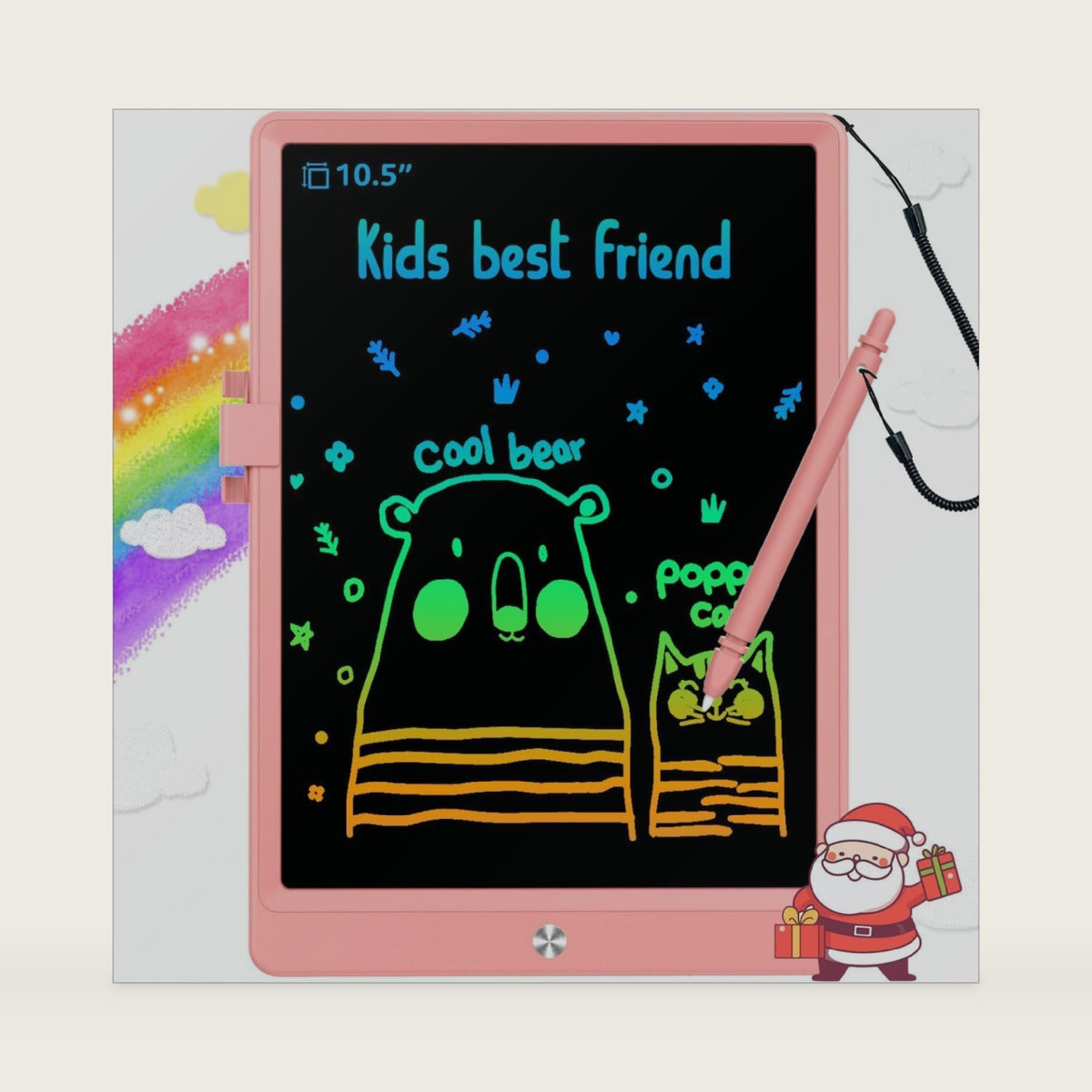 BUKEBU LCD Writing Tablet,10.5 inch Colorful Doodle Board for Kids Pink