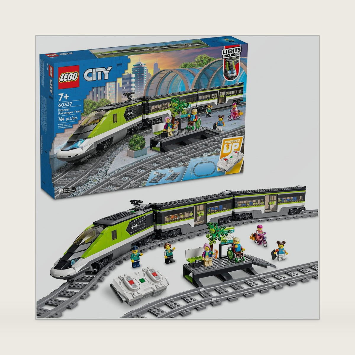 LEGO City Express Passenger Train Set - Remote Controlled Train Toy W/Working Headlights, 2 Coaches & 24 Track Pieces - Building Set Gift Idea for Kids, Boys & Girls, Ages 7+ - 60337