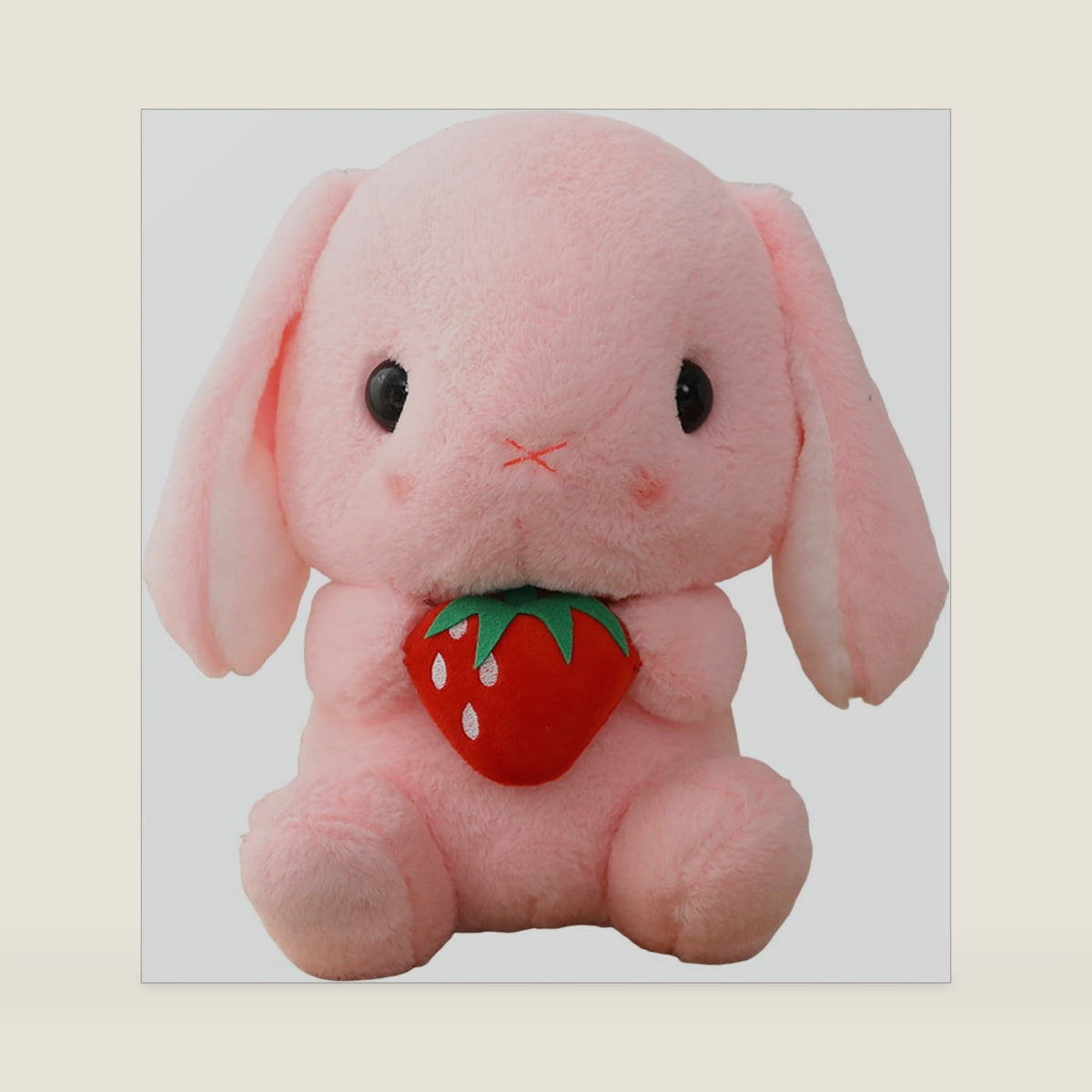 Lop Bunny Plush 8.6in Pink Strawberry Stuffed Rabbit Gift
