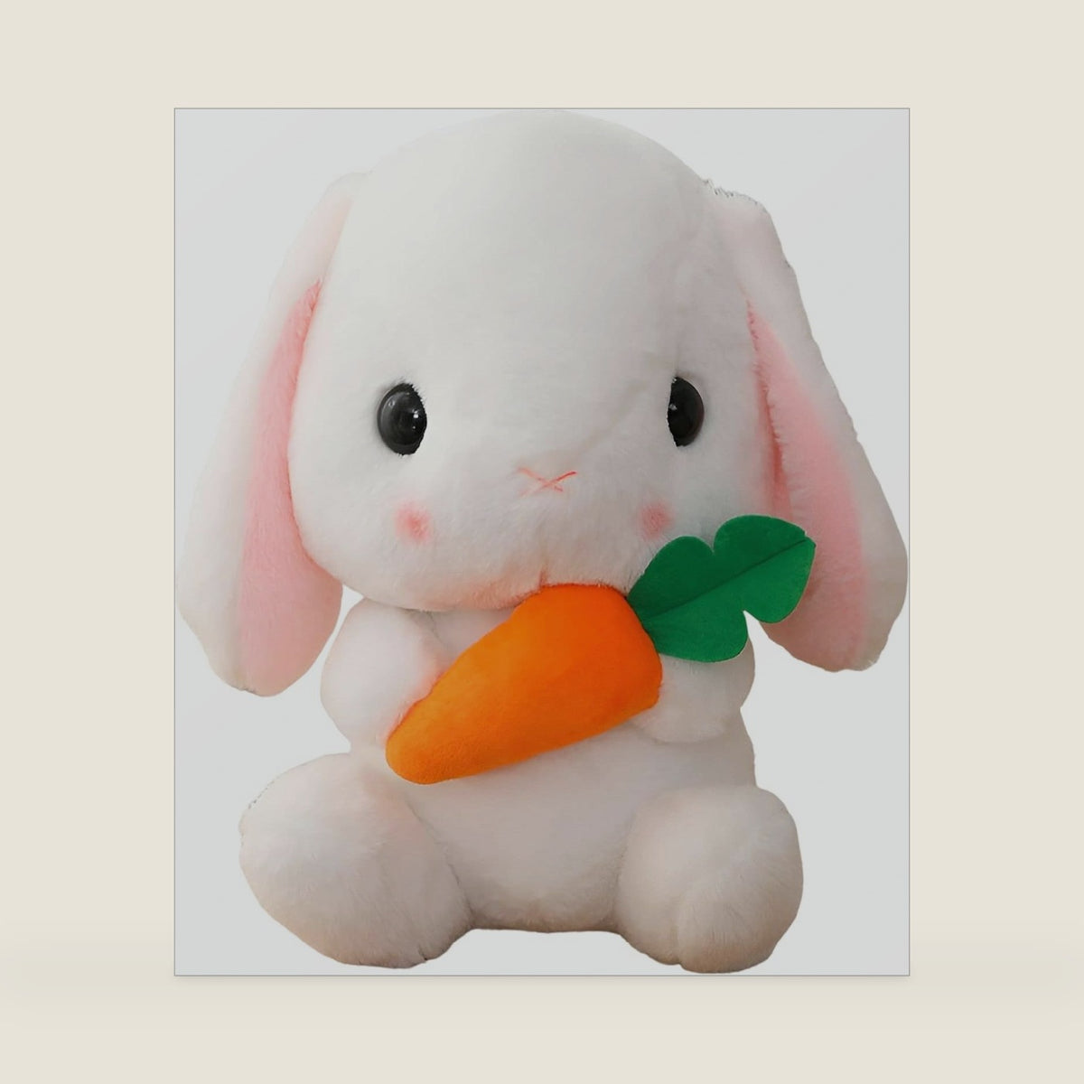 Lop Bunny Plush 8.6in White Carrot Stuffed Rabbit Easter Kids Gift