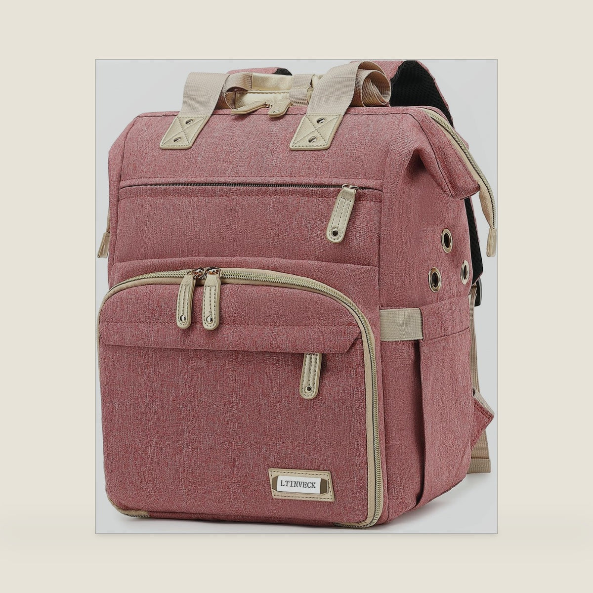 LTINVECK Knitting Bag Backpack,Yarn Storage Organizer Travel Crochet Bag,Large Capacity Tote Bag Yarn Holder Case for Carrying Projects, Knitting Needles, Crochet Hooks Pink