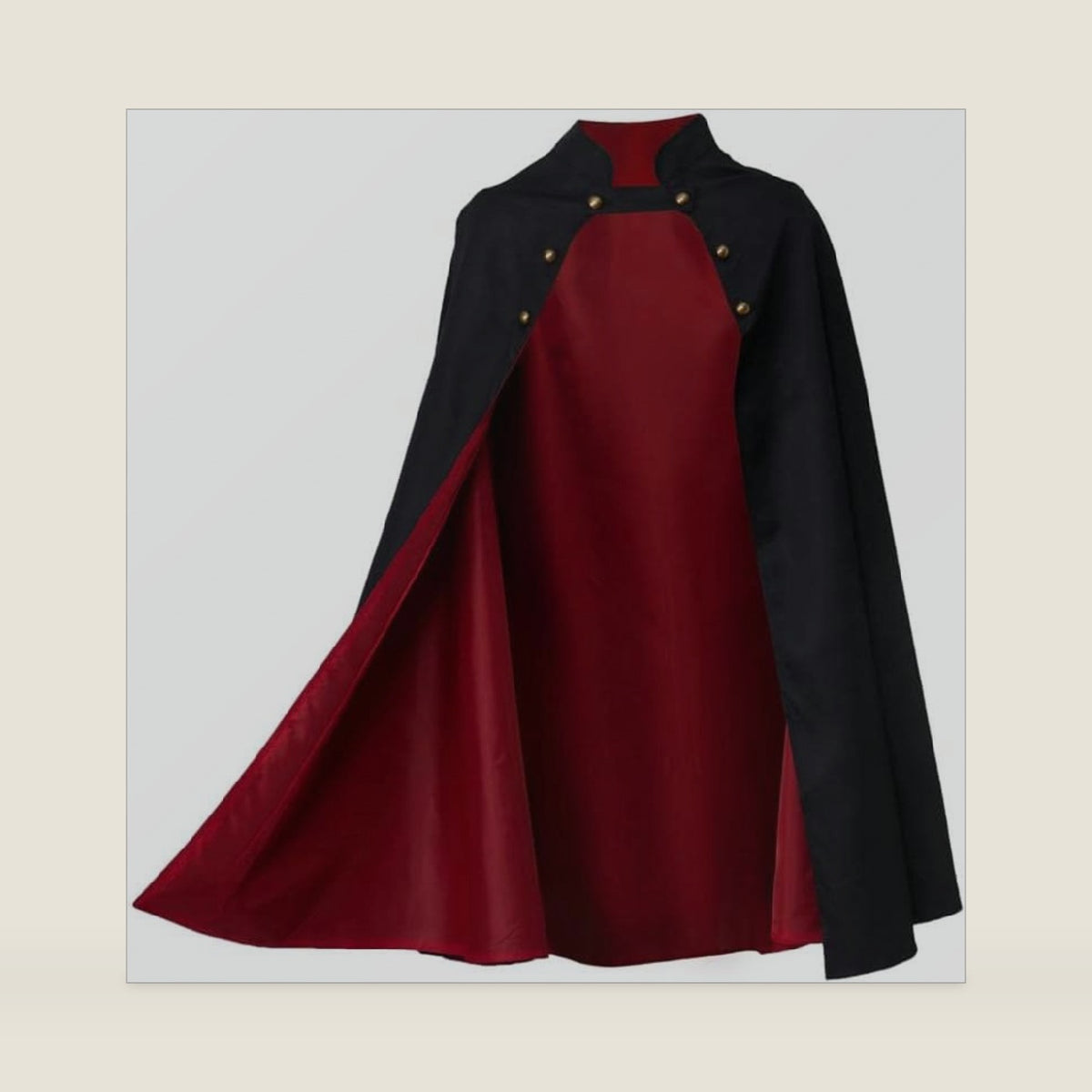 MyheroCos Men's Vampire Cape Costume Red Black Cloak