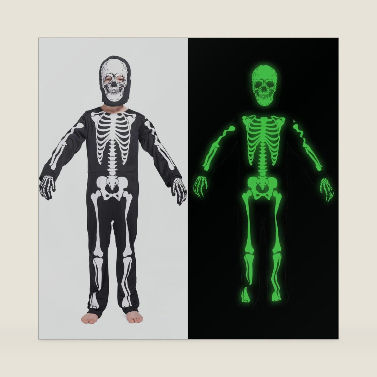 Wizland Halloween Bat Skeleton Costume for Kids Glow in the Dark
