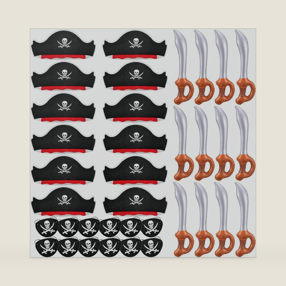 Legigo 36Pcs Pirate Party Accessories for Kids 12 Hats 12 Patches 12 Swords
