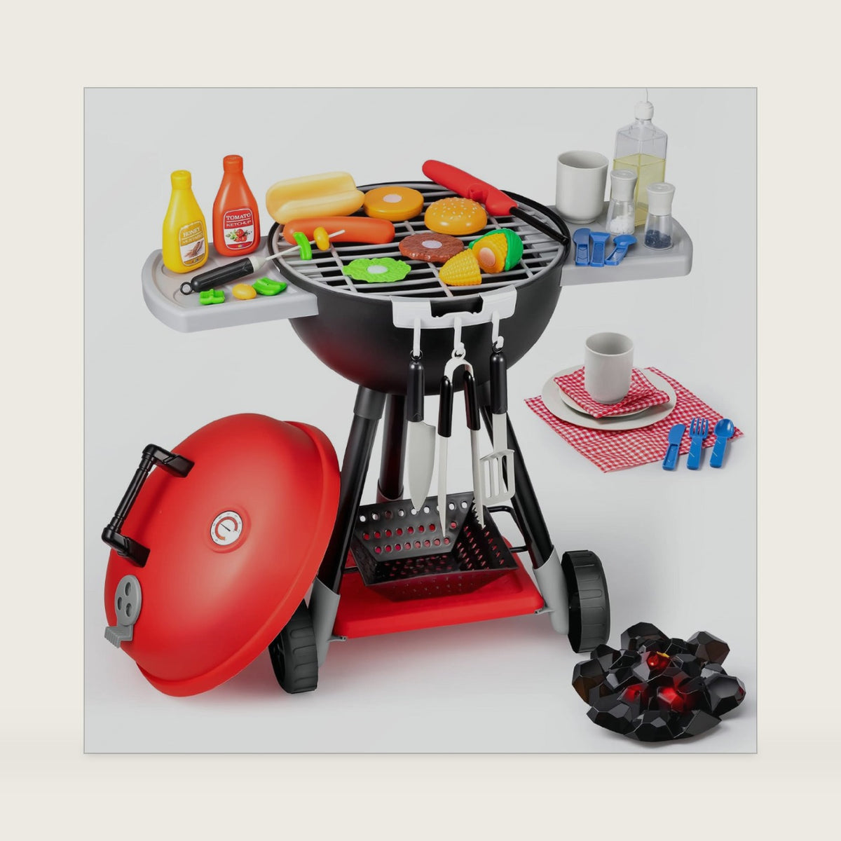 JOYIN Kids BBQ Play Kitchen Toys, Grill Play Food Birthday Gift Ages 2 3 4