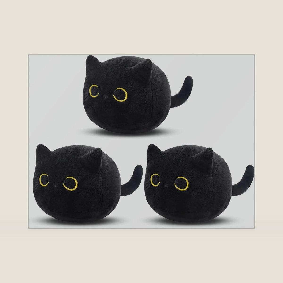 Black Cat Plush, 3Pcs Cute Mini Black Cat Stuffed Animal for Home Decoration, Soft Cat Plush Birthday for Kids Boys Girls