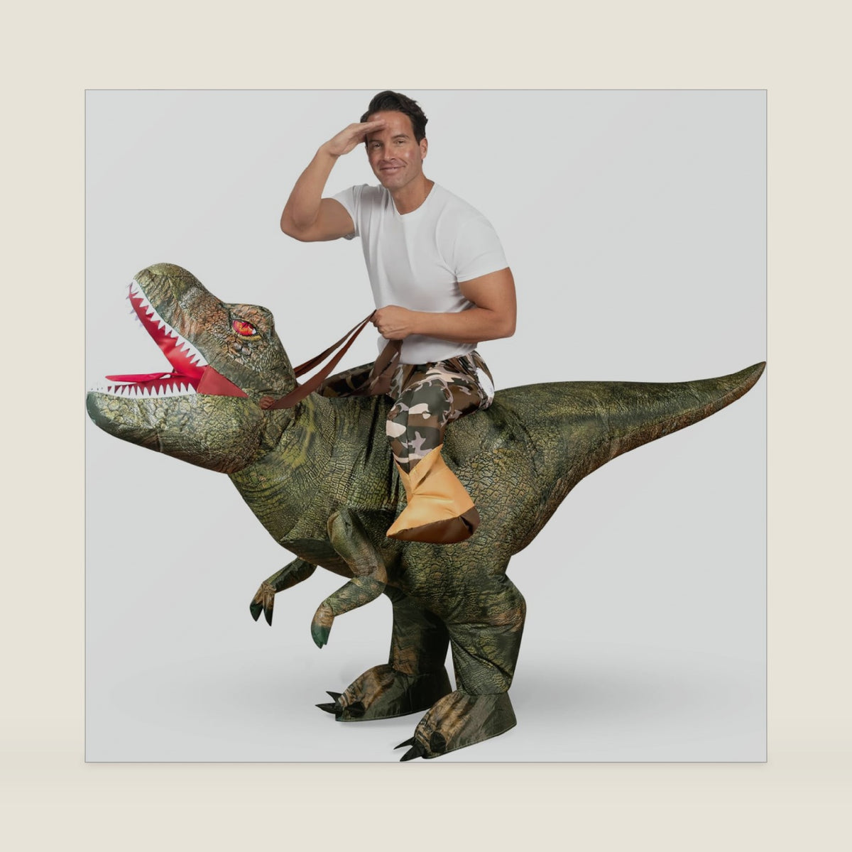 Spooktacular Creations Inflatable Dinosaur Costume Adult, Ride on T.rex Blow up Costume for Halloween Cosplay Themed Parties
