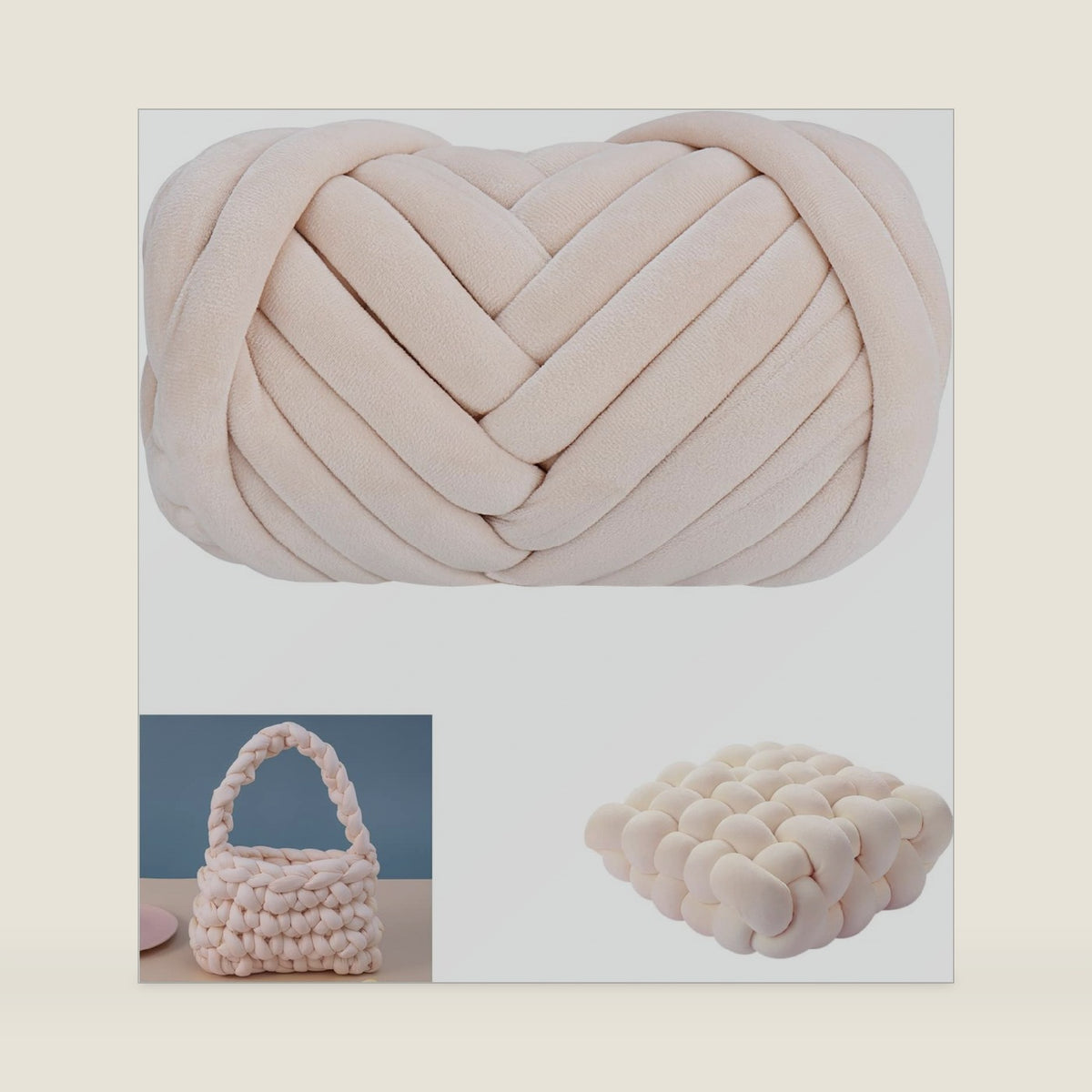 Moon Waves Chunky Yarn for Arm Knitting Crochet Making Blanket Pets House(Light Brown)