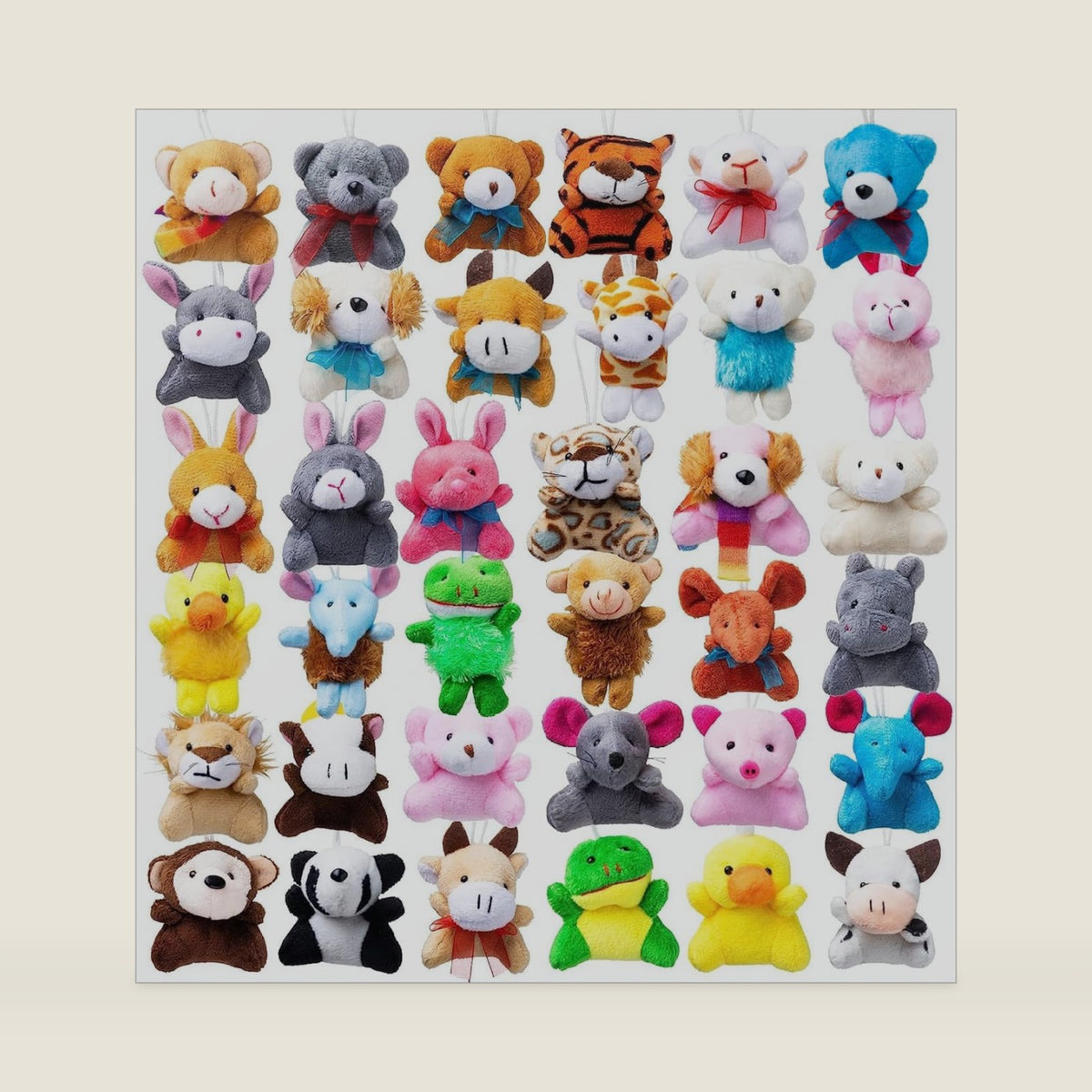 JOYIN 36 Pack Mini Animal Plush Toy Assortment (36 Units 2"-3" ),Bulk Stuffed Animals Party Favors for Kids, Small Animals Plush Keychain Decoration, Carnival Prizes, Birthday Treasure Box Toys