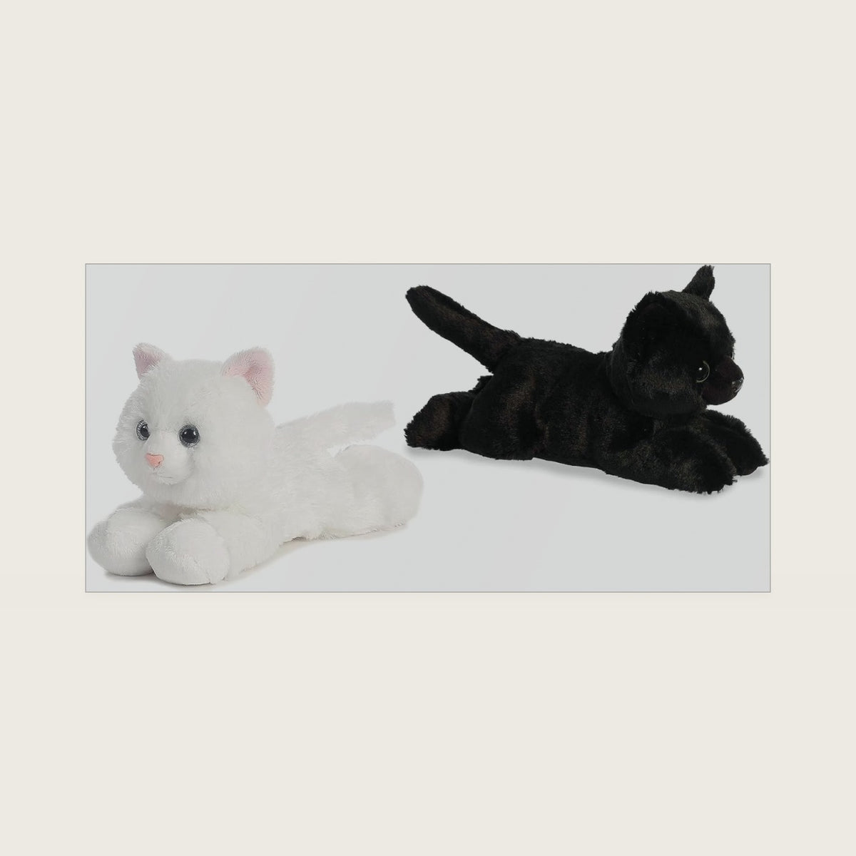 Mini Flopsie - 8" Inch Sugar Too White Cat & Twilight Black Cat (Two Pack)