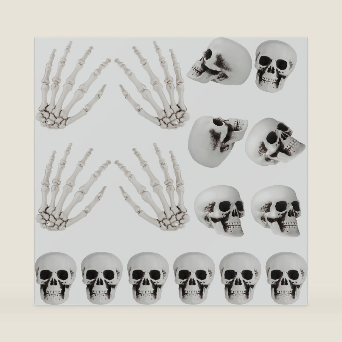 Ferraycle 16 Pcs Halloween Mini Skull Heads Skeleton Hands Decor Set