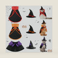 Reginary 3 Sets Halloween Cat Costume Wizard Cloak Hat Purple Orange Red