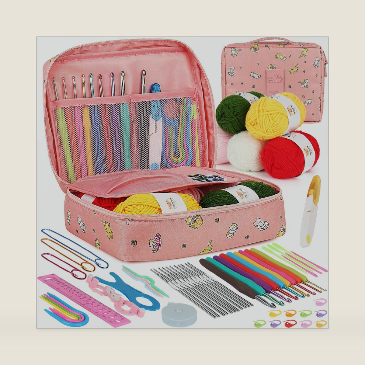 Aeelike Crochet Kit for Beginners- Ideal DIY Craft Gift for Women, Pink