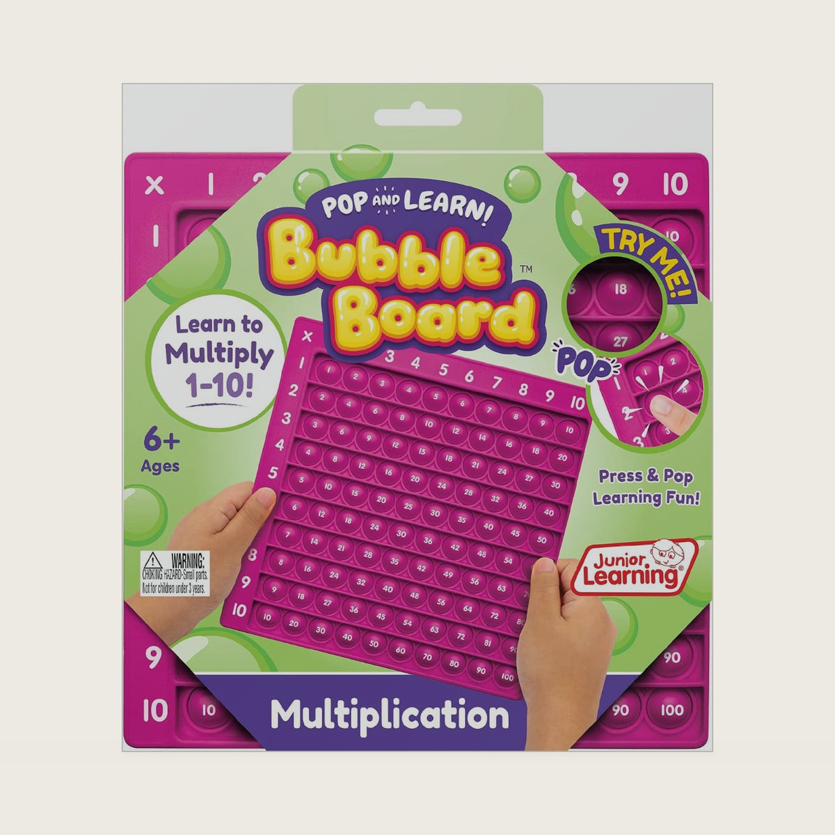 Junior Learning Multiplication Bubble Board, Pop Fidget Math Toy for Kids