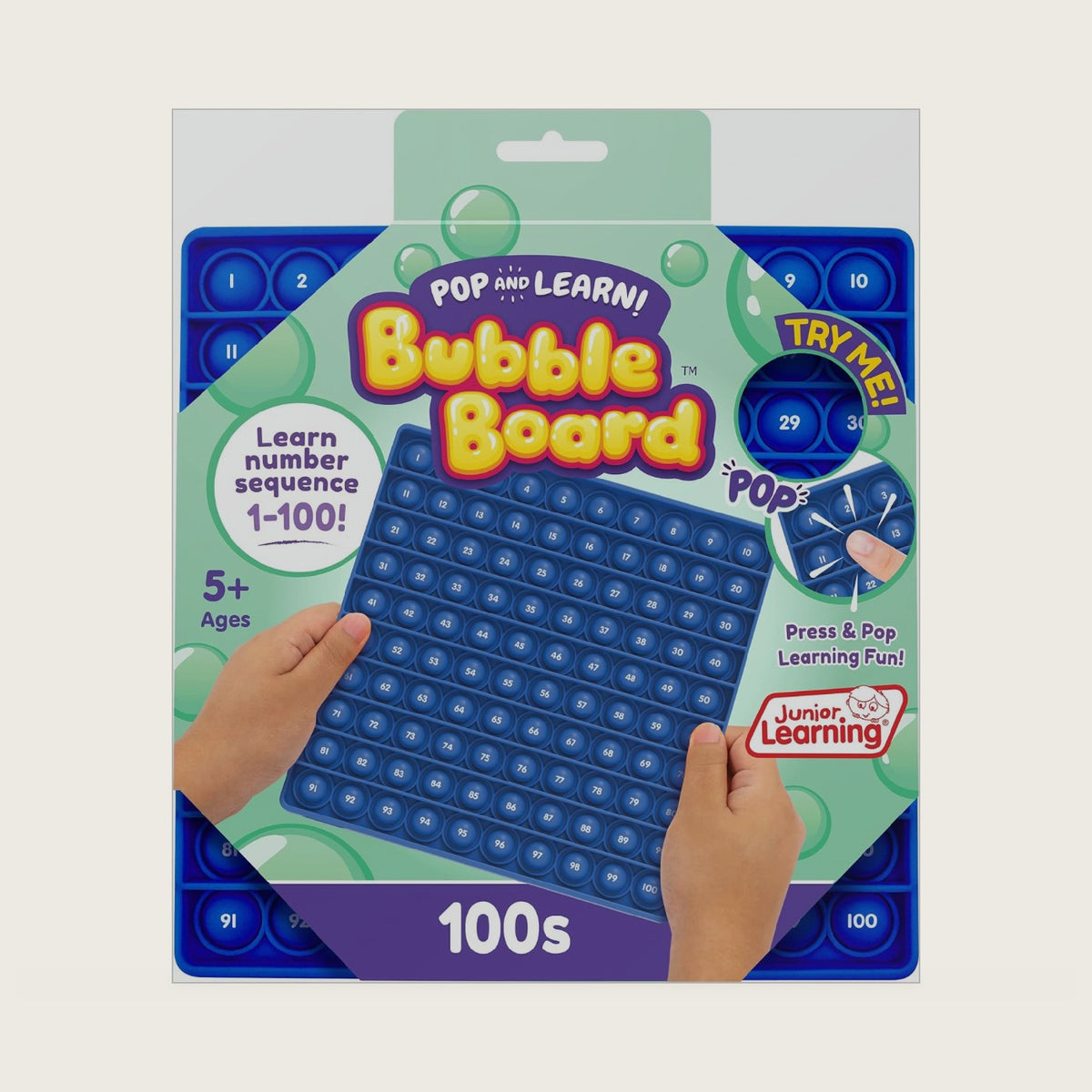 Junior Learning 100s Bubble Board, Multicolor (JL676), 8" x 8"