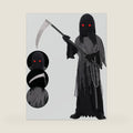 Lomesion Grim Reaper Costume for Kids,Deluxe Halloween Costume with Glowing Red Eyes,Chain,Scythe Included