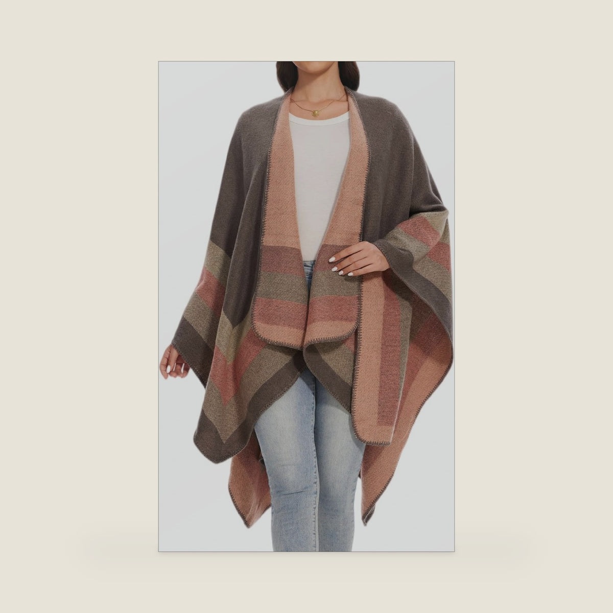 Shawl Wraps for Women, Elegant Knitted Cape Open Front Poncho Scarf Blanket Cardigan Coat for Spring, Autumn, and Winter