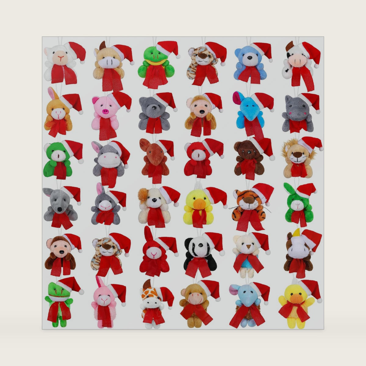 Fovths 36 Pieces Mini Christmas Stuffed Animals Small Plush Bulk Set Mini Animal Plush Toy Christmas Tree Decorations Stockings Fillers Birthday Wedding Party Favors