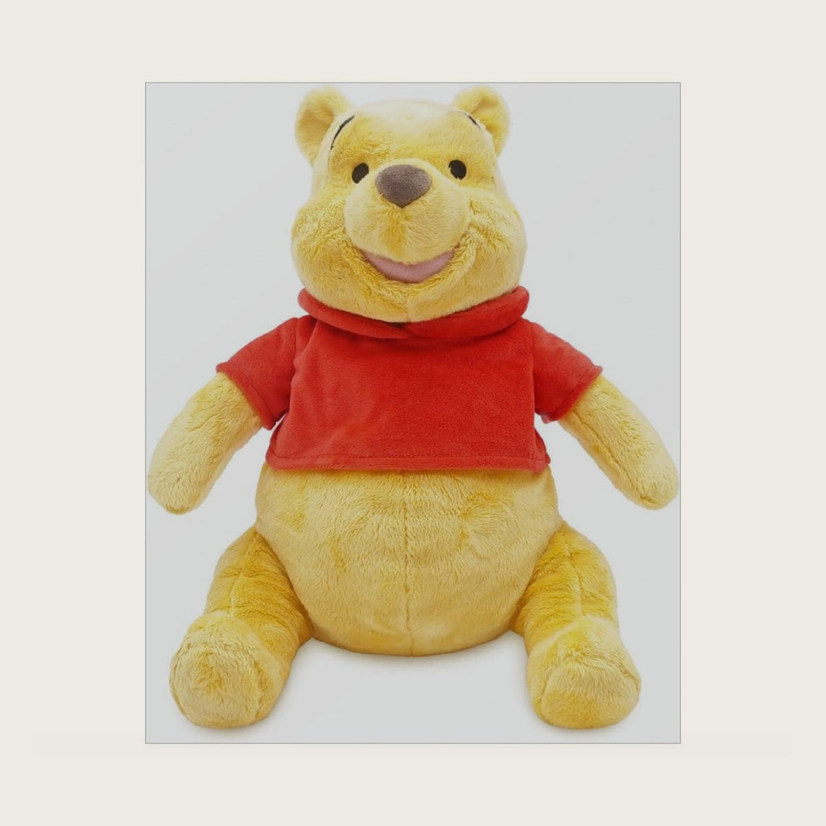 Store Official Pooh Medium Soft Toy for Kids, Cuddly Character with Fuzzy Texture and Embroidered Details, Red T-Shirt, Plushy Suitable for All Ages