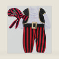 Baby Pirate Costume Baby Boy Halloween Costumes Halloween Captain Stinker 4pcs set Romper, Belt, Vest, and Hat 12-36 Months