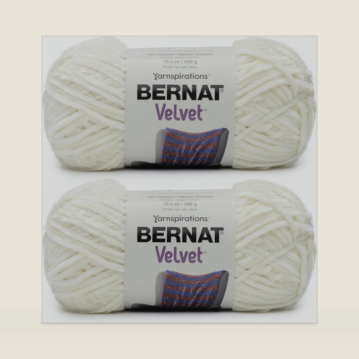 Bernat Velvet Soft Yarn for Crocheting, Cream, 2-Pack
