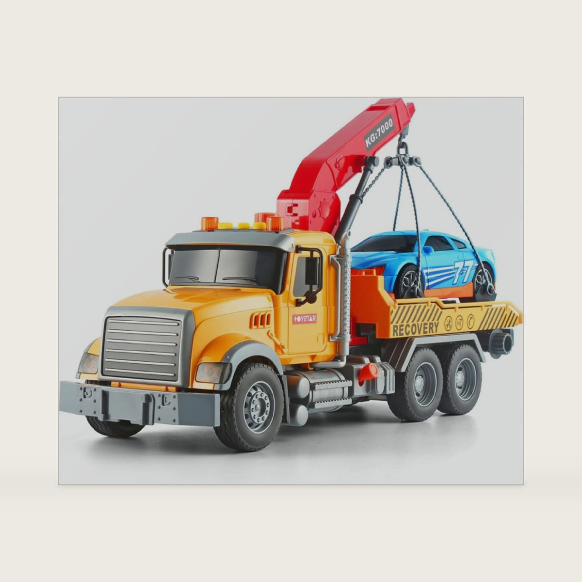 Dwi Dowellin Kids Toys for 3 4 5 6 7 Years Old Boys, 15" Large Tow Truck Toy,Friction Powered Transport Truck Crane Toy with Lights and Sounds,with Roadster,Boys Gifts
