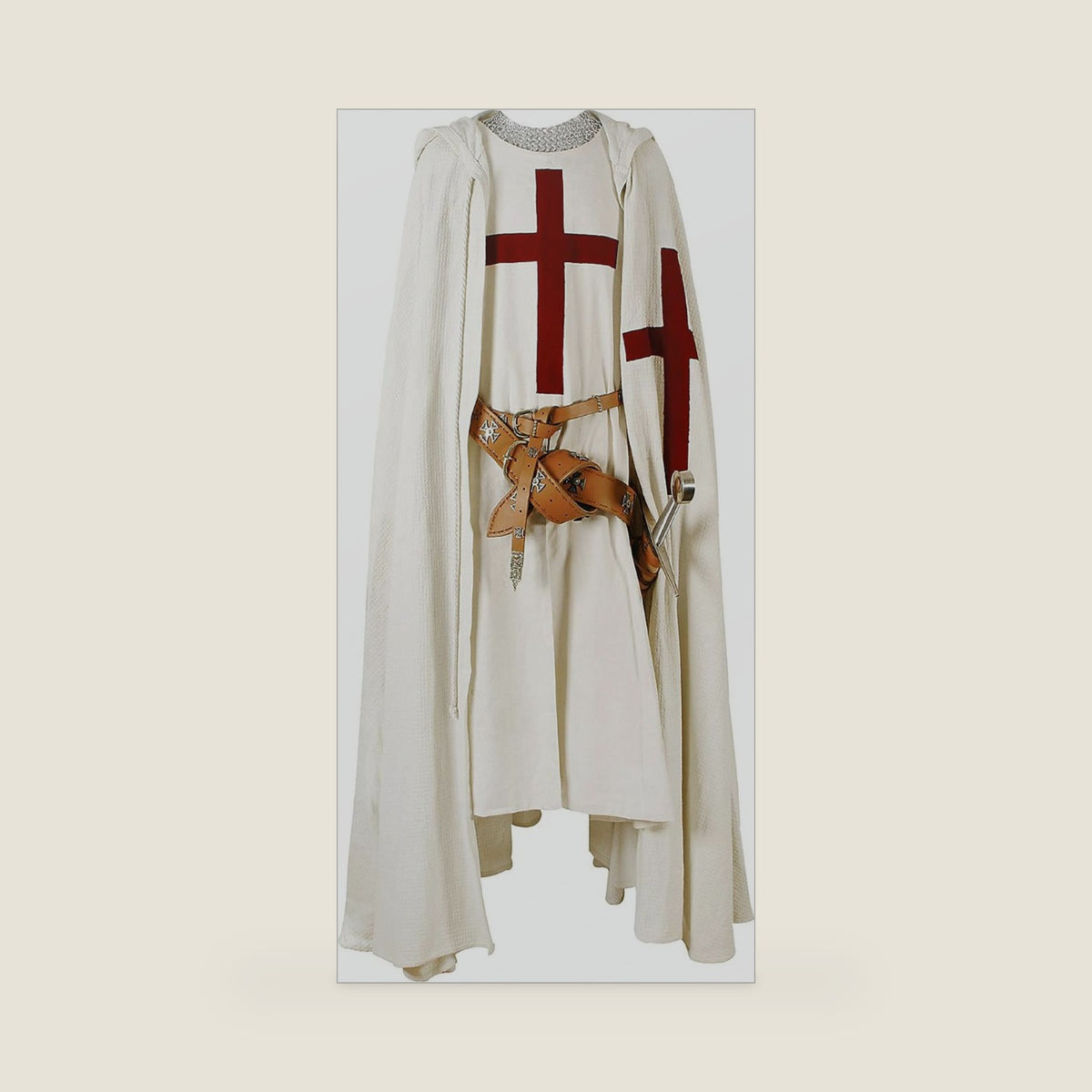SUNLEXA Crusader Hooded Cloak Renaissance Medieval Wizard Knight Templar Tunic Monk Halloween Costumes Tabard Surcoat LARP