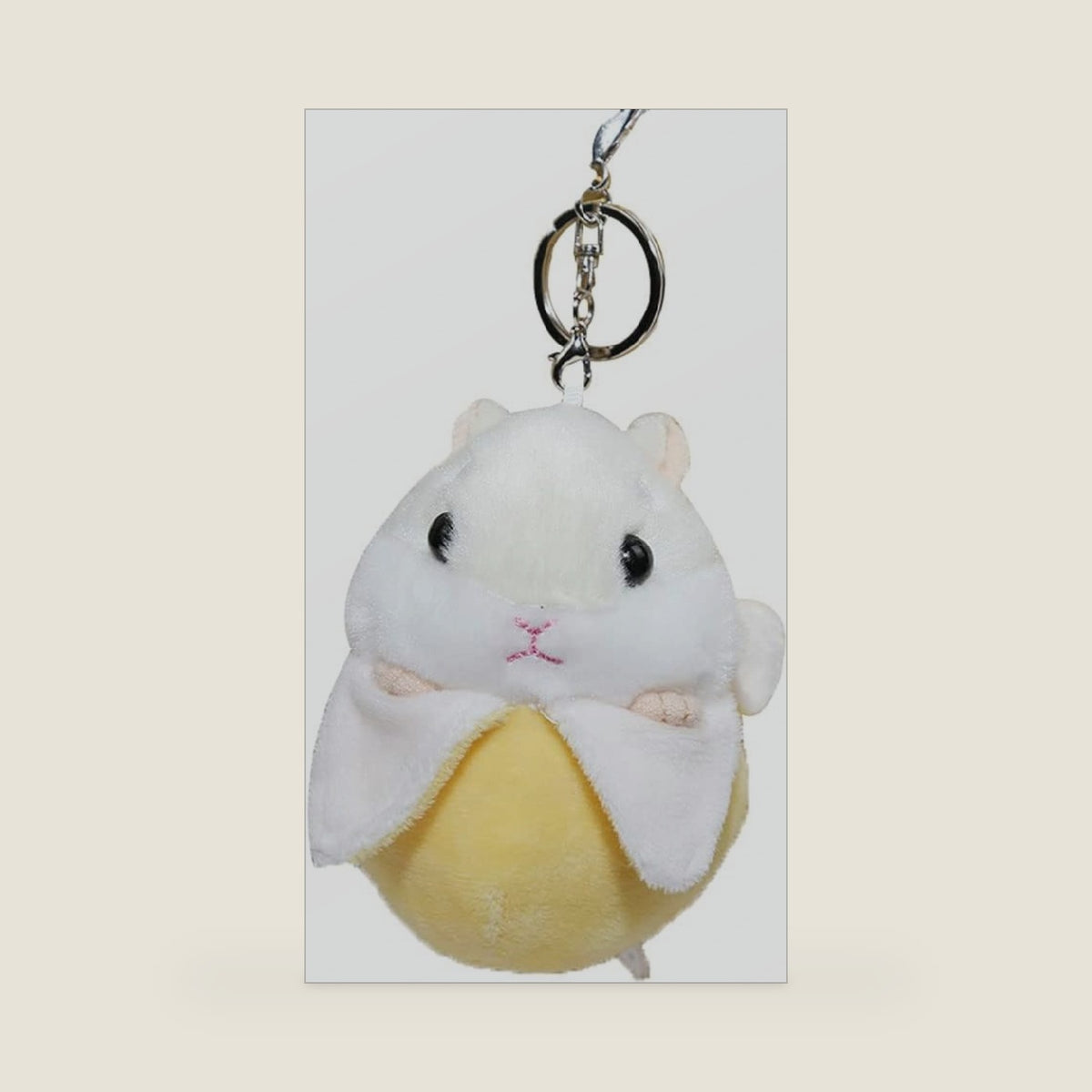 Men Women Creative Super Cute Lovely Hiding in Fruit Round Body Curious Hamster Baby Pendant Keychain Key-Chains Keyring Gift Pendant Handbag Tote Purse Backpack Decoration Car Key -Banana