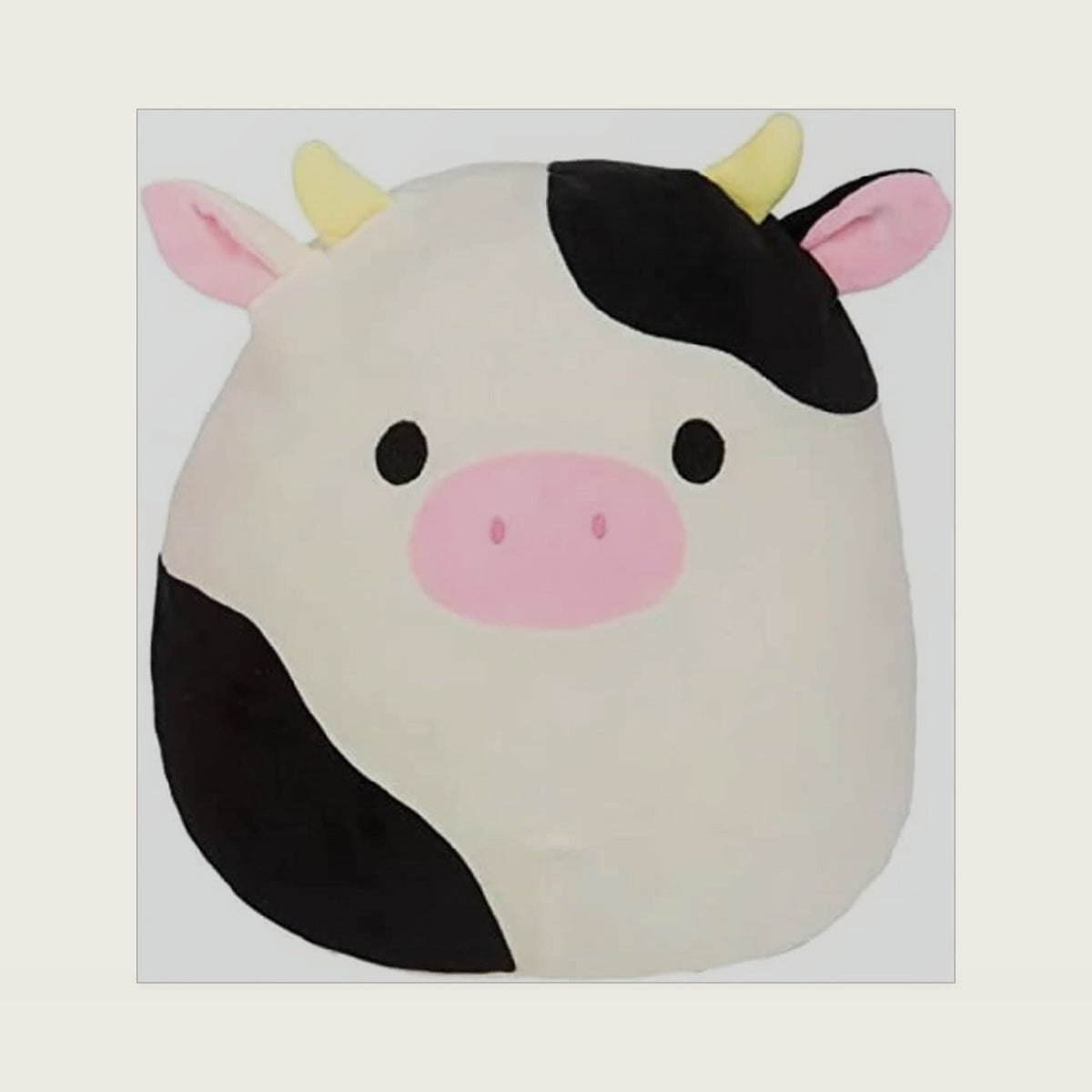 Official Kellytoy Collectible Plush Farm Squad Squishy Soft Animals (Black/White/Pink, Connor Cow, 7.5 Inch)