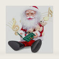 Santa Claus Christmas Animated Decoration Storytelling Plush Figurines, Talking Santa Christmas Animatronic Collectible Decor with Book, Bear, Mouth Move, Cute Xmas Sitting Figure Gift for Indoor