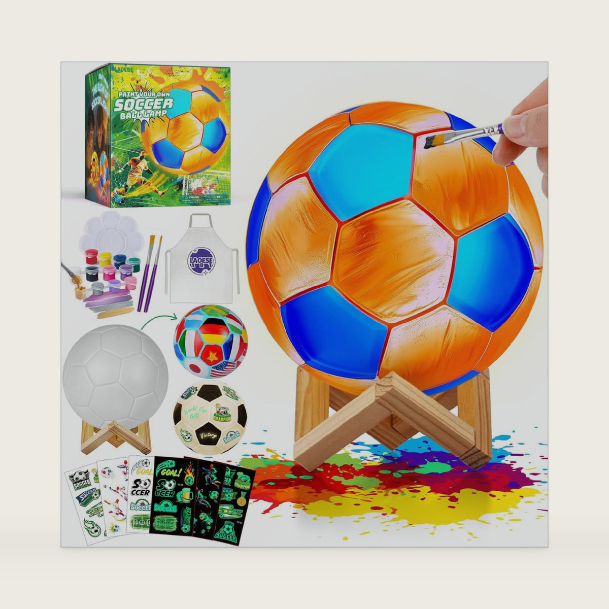 Paint Your Own Soccer Lamp Kit, 3D Night Light, Crafts for Kids Age 4-12
