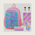 Large Pop Fidget Backpack for Girls, Pop it Bags&pop it Notebook and Pencil Case for Kids' Fidget School Supplies for Elementary Student Stress Relief, Great Birthday Present Gift for Kids