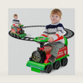 Costzon Ride on Toys, 6V Electric Ride on Train with Tracks, Storage Seat, Flashing Lights & Music, Backrest, Anti-tilt Device, Gift for Toddler Boys & Girls, Battery Powered Ride on Car (Green)