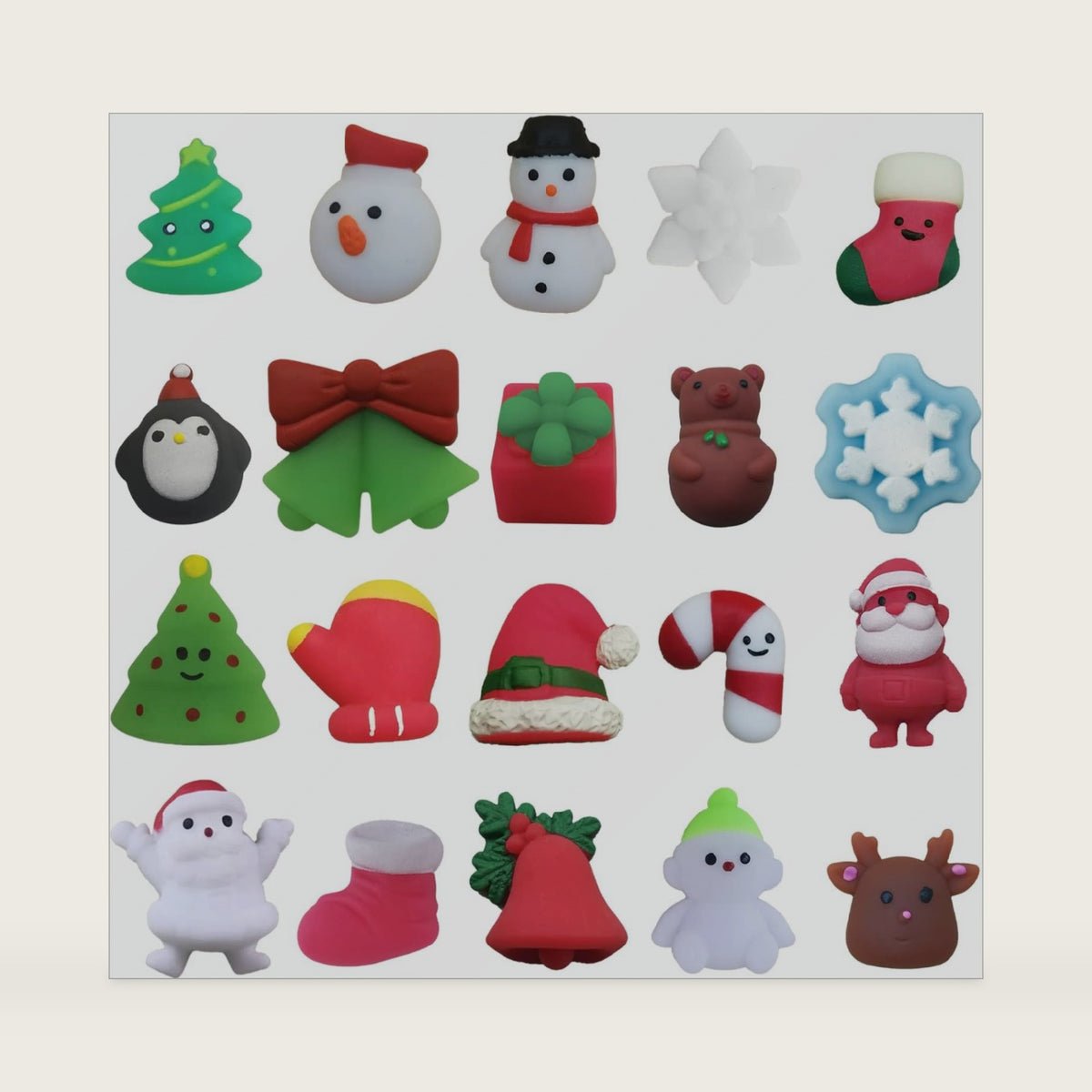 100PCS Christmas Mochi Squishy Toys, Mini Kawaii Christmas Squishies Soft Fidget Toys Stress Squeeze Toys Party Bags Filler, Small Stocking Stuffers for Boys Girls Birthday Gifts