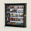 4 Adjustable Shelves Mirror Back Minifigures Display Case Cabinet for Miniatures / Figurines / Mini Figures (Black)