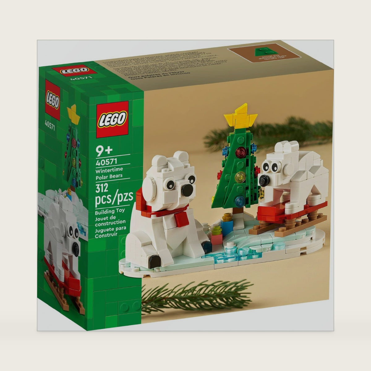 LEGO Wintertime Polar Bears 40571 Christmas Décor Building Kit, Polar Bear Gift, Great Stocking Stuffer for Kids, Features a Christmas Tree Toy and Two Polar Bear Toys