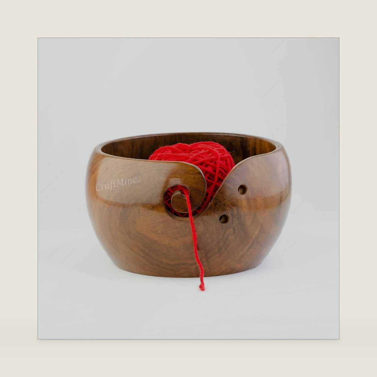 Rosewood Yarn Bowl | Yarn Storage Bowl | Knitting Crochet Accessories Kit Organizer, Perfect for Mother's Day and Christmas Gift (Large)