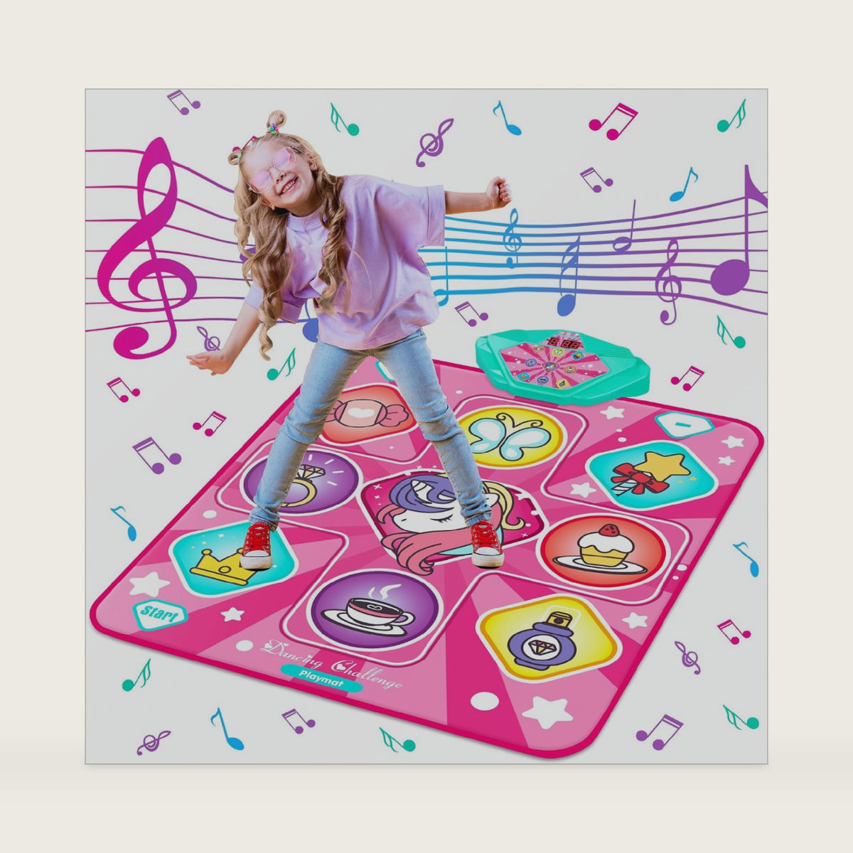 Unicorn Dance Mat for Girls, LED Music Pad, 5 Game Modes, Gift for Kids 3+