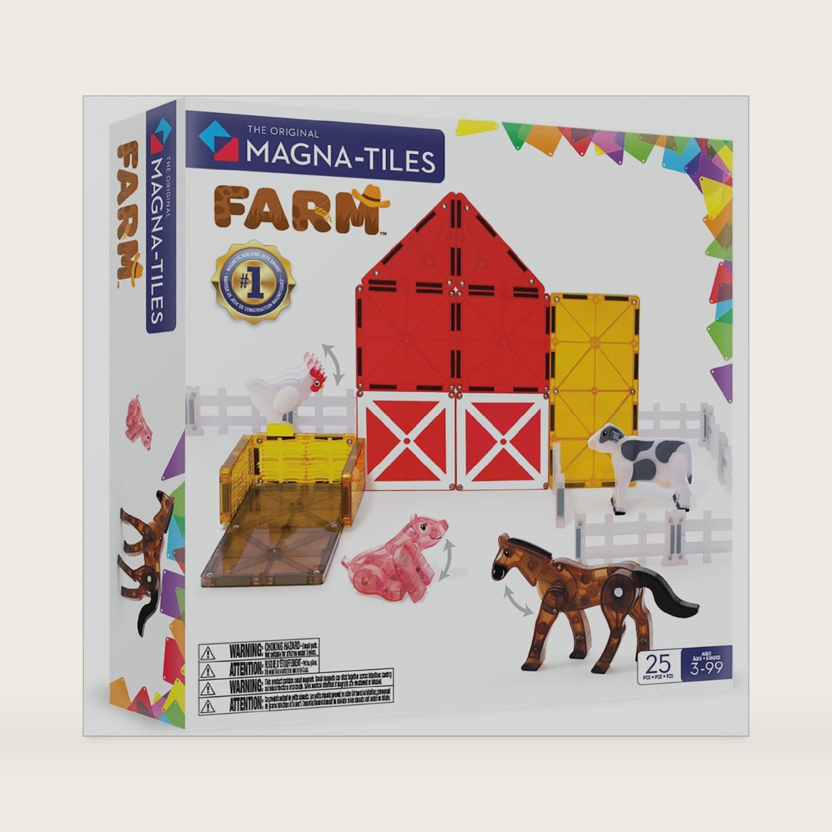 MAGNA-TILES Farm Animals 25-Piece Magnetic Construction Set, The ORIGINAL Magnetic Building Brand
