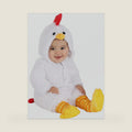 Infant Fluffy Chicken Halloween Costume | Baby Romper and Leggings with Attached Booties | Baby Chicken Outfit for Dress-Up