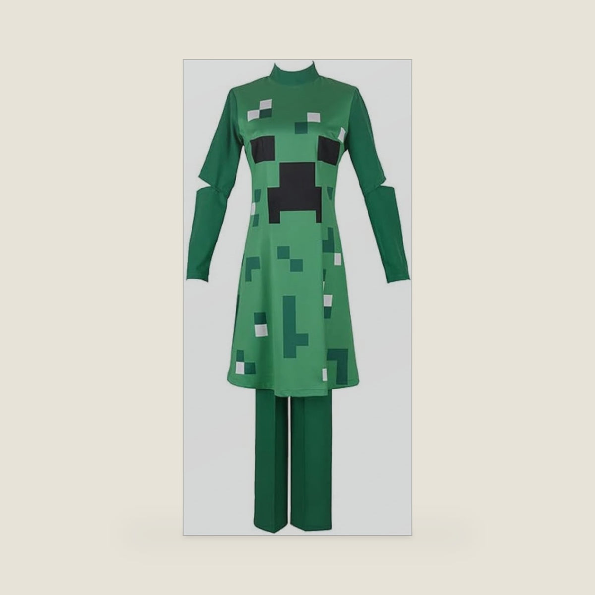 Uisozsfeb Green Pixel Creature Jumpsuit Classic Adult Cosplay Costume