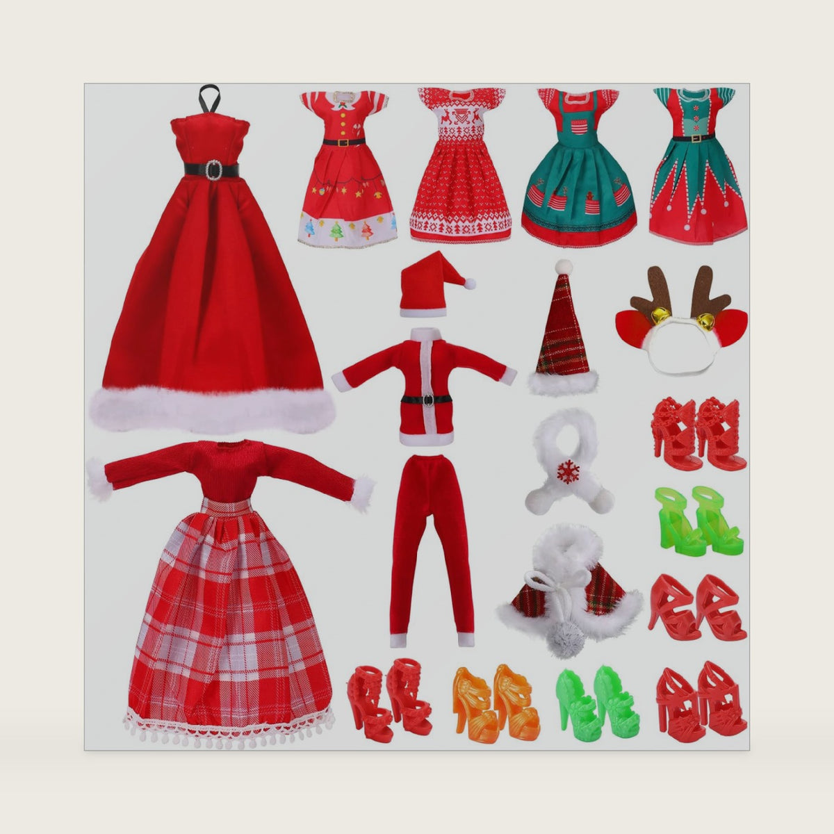 JANYUN Christmas Doll Clothes and Accessories,Winter Party Dresses Outfits
