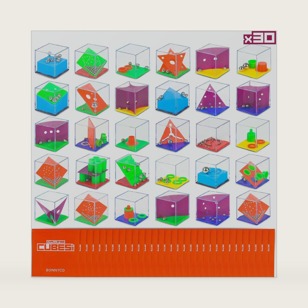 BONNYCO Brain Teaser Puzzles Pack of 30 Cubes for Party Favors for Kids