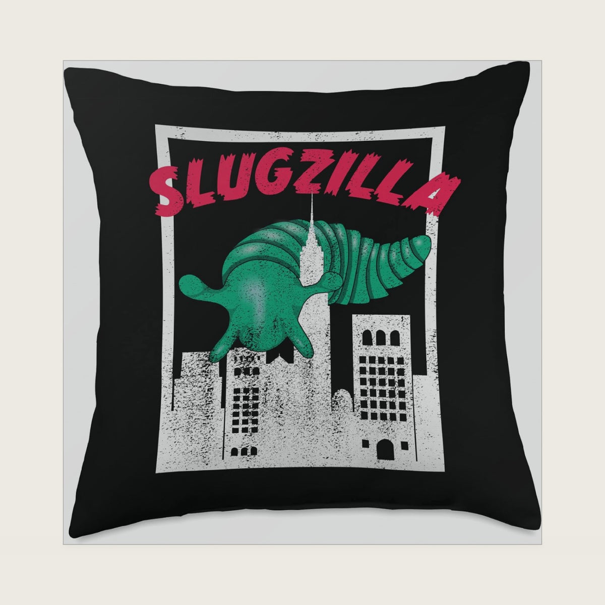 Slugzilla - Slug Fidget Toy Drawing Green Japanese Retro Throw Pillow