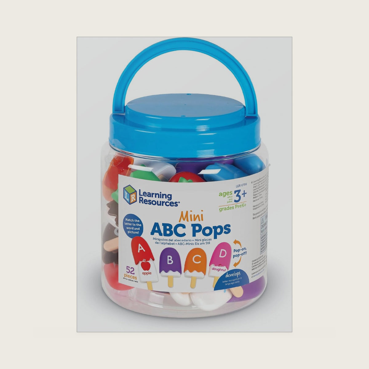 Learning Resources Mini ABC Pops, Vocabulary Words, Alphabet, Fine Motor Skills Toys, Toddler Learning Toys, Preschool Learning Activities, Montessori Toys for Kids, Ages 3+,52 Pieces