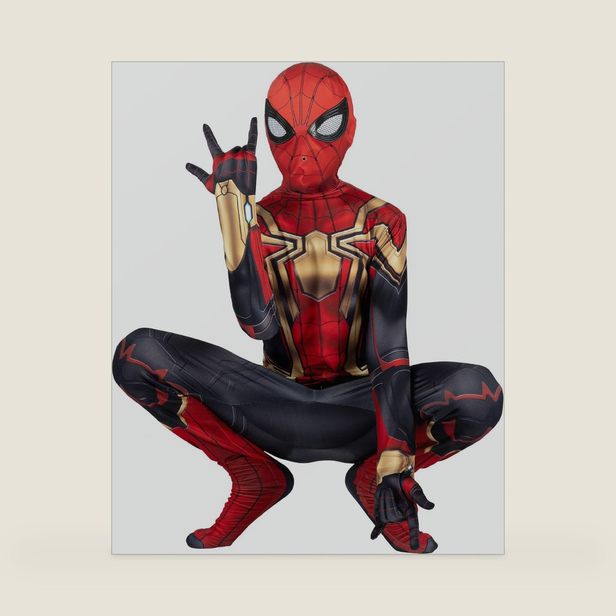 MARVEL Integrated Spider-Man Official Youth Deluxe Zentai Costume - Stretch Spandex with Hidden Zippers and Wrist Slits