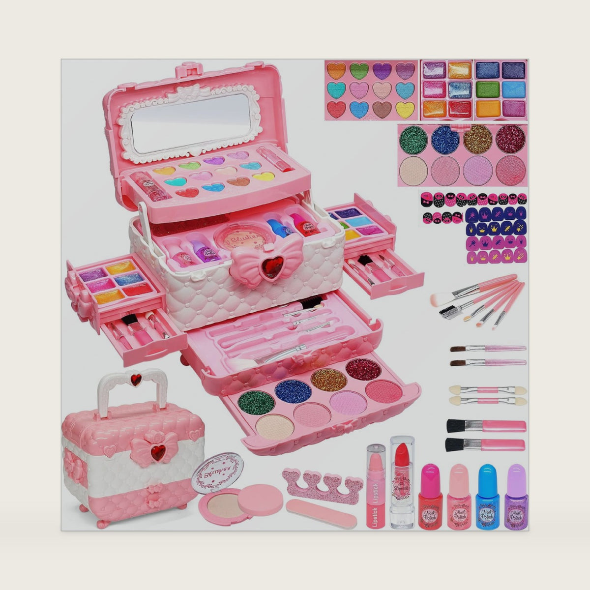 Kids Makeup Kit for Girl -Washable Princess Play Toy，Birthday Gift Age 4‑12